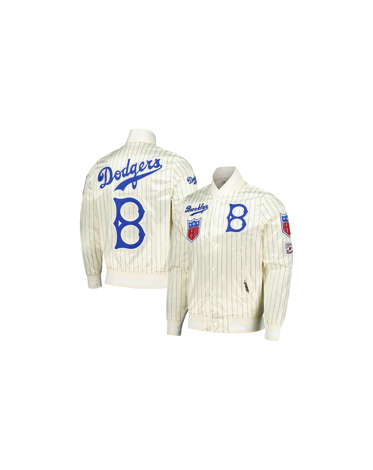 Men's Cream Brooklyn Dodgers Cooperstown Collection Pinstripe Retro Classic Satin Full-Snap Jacket