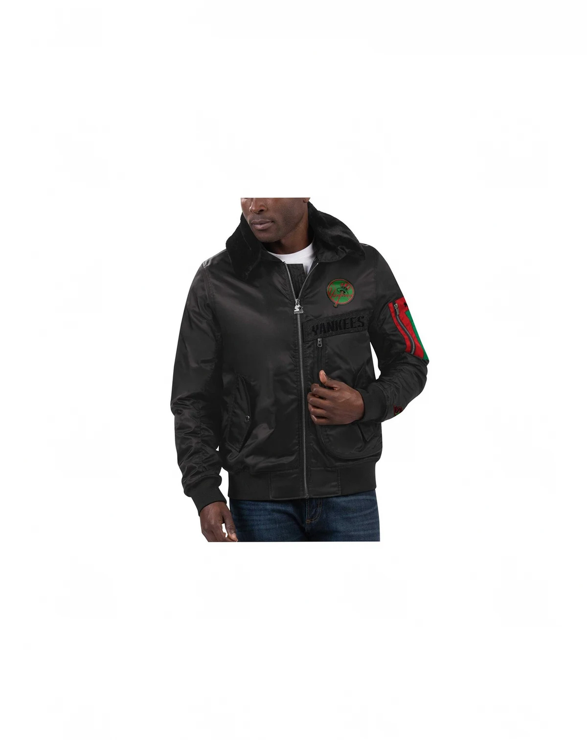 Men's x Ty Mopkins Black New York Yankees Black History Month Satin Full-Zip Jacket