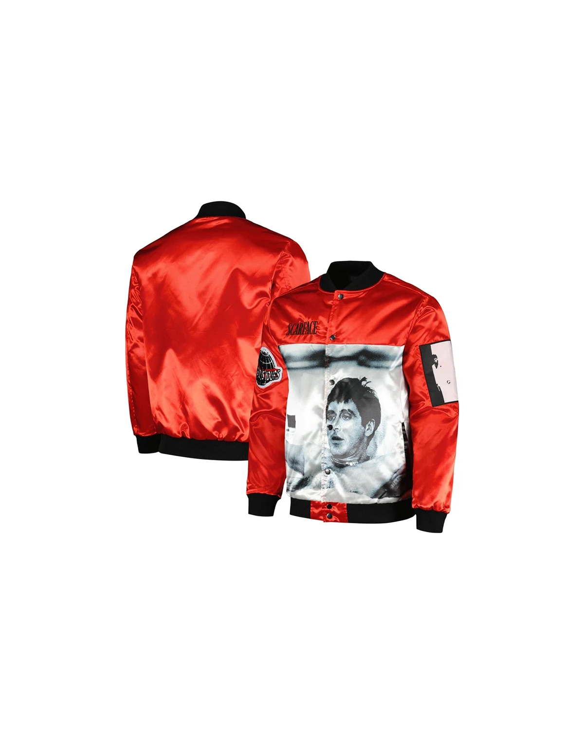 Men's and Women's Red Scarface The World is Yours Varsity Full-Snap Jacket