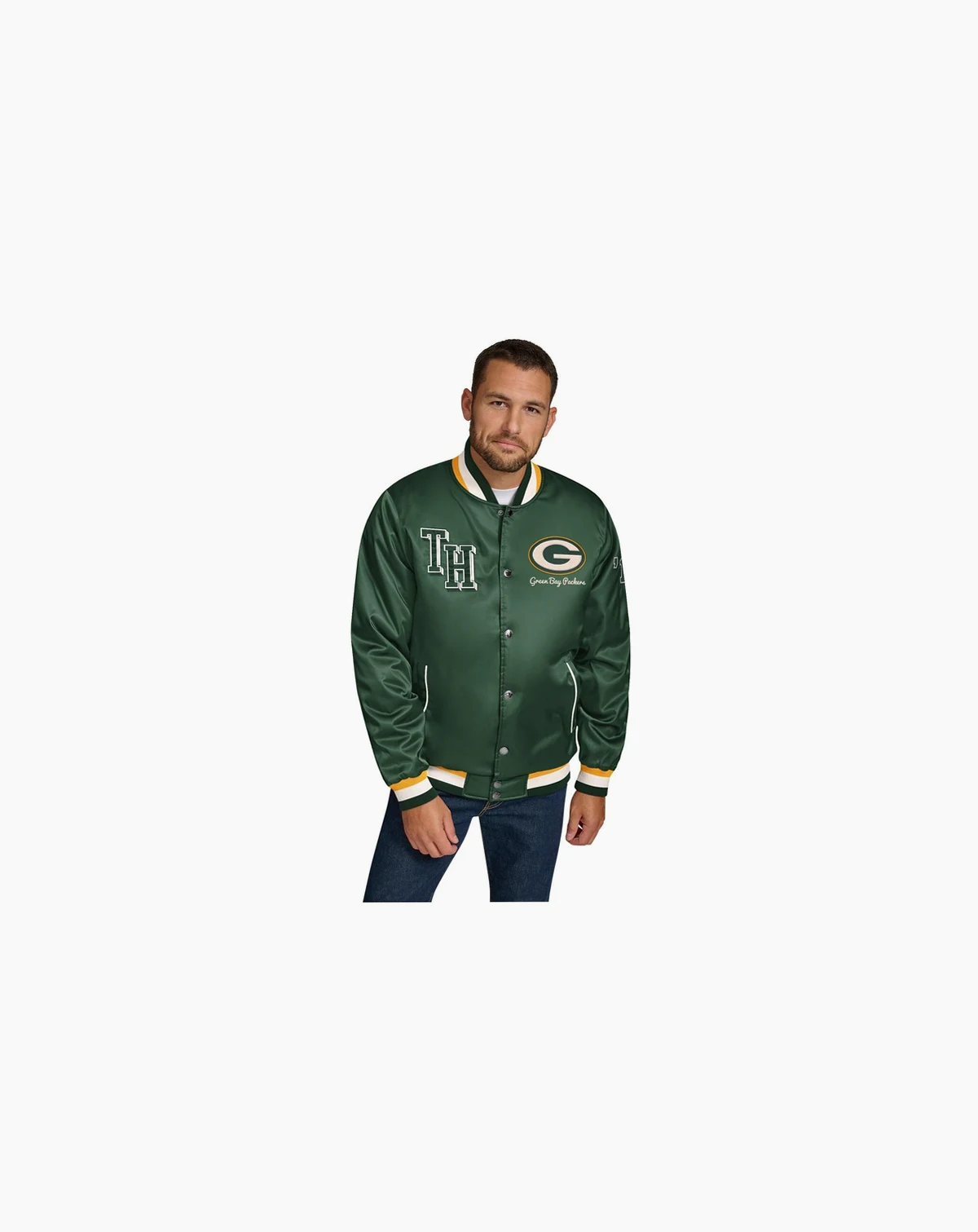 Men's Green Green Bay Packers Dante Full-Snap Satin Jacket
