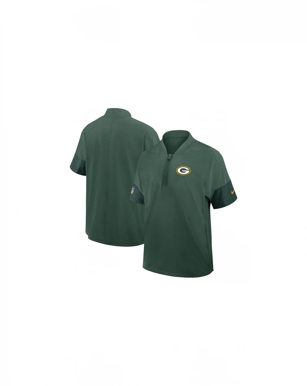 Men's Green Green Bay Packers Sideline Short Sleeve Quarter-Zip Performance Coach Jacket
