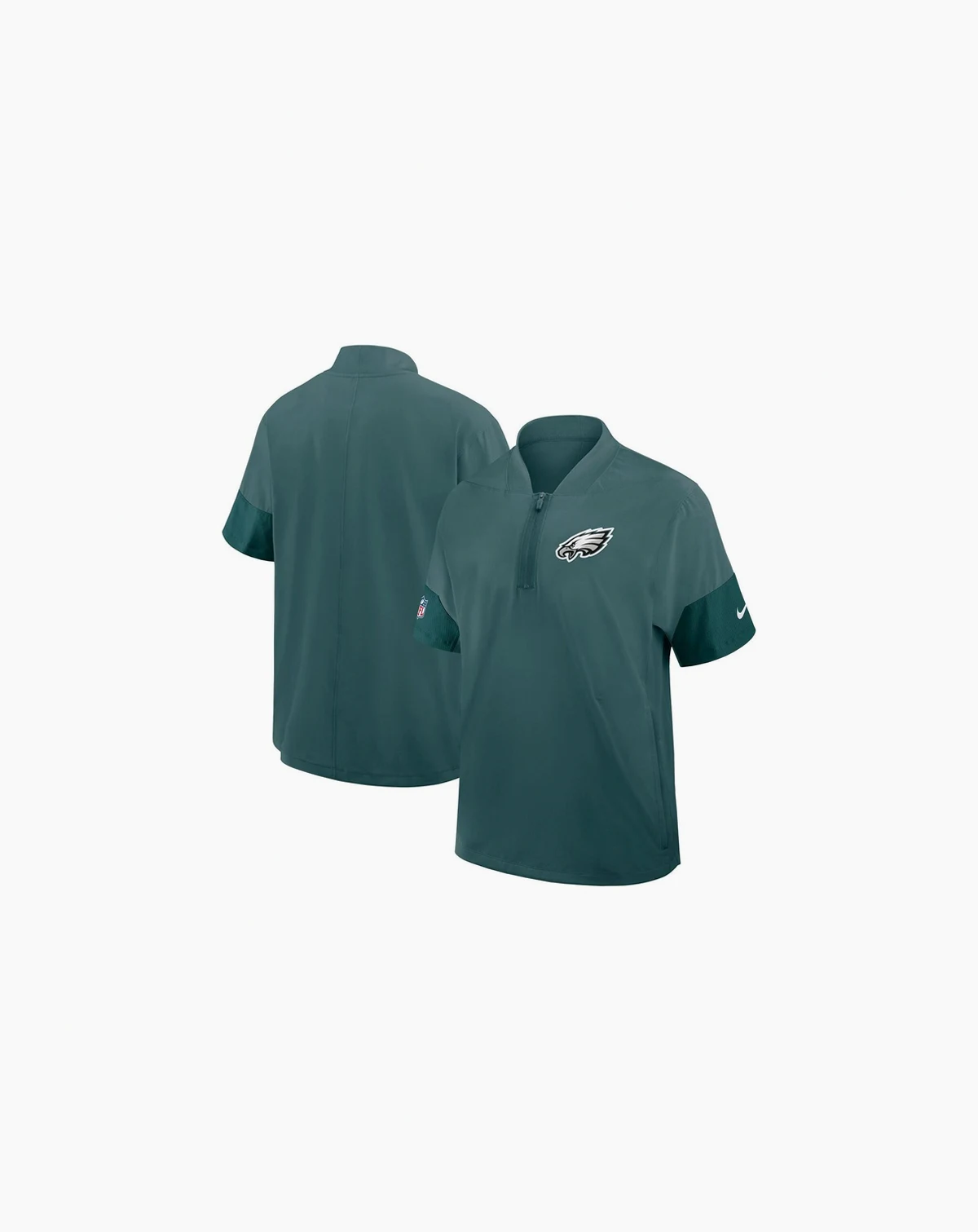 Men's Green Philadelphia Eagles Sideline Short Sleeve Quarter-Zip Performance Coach Jacket