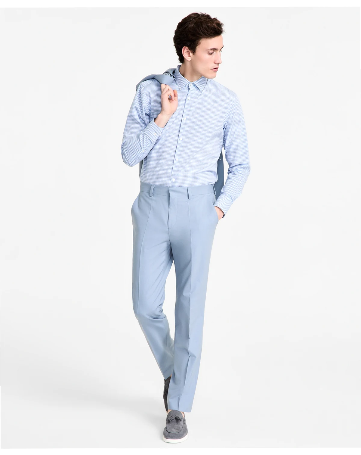 Men's Modern-Fit Wool Blend Suit Pants