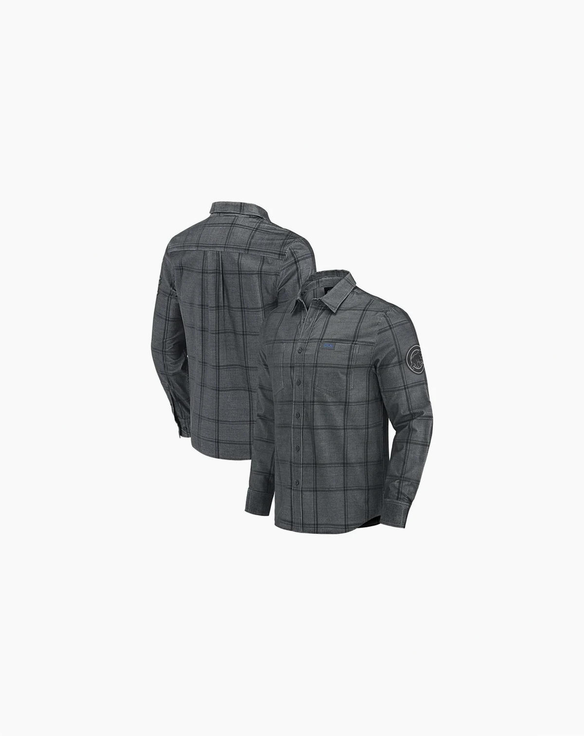 Darius Rucker Collection by Men's Gray Chicago Cubs Thin Wale Corduroy Plaid Button Up Shirt