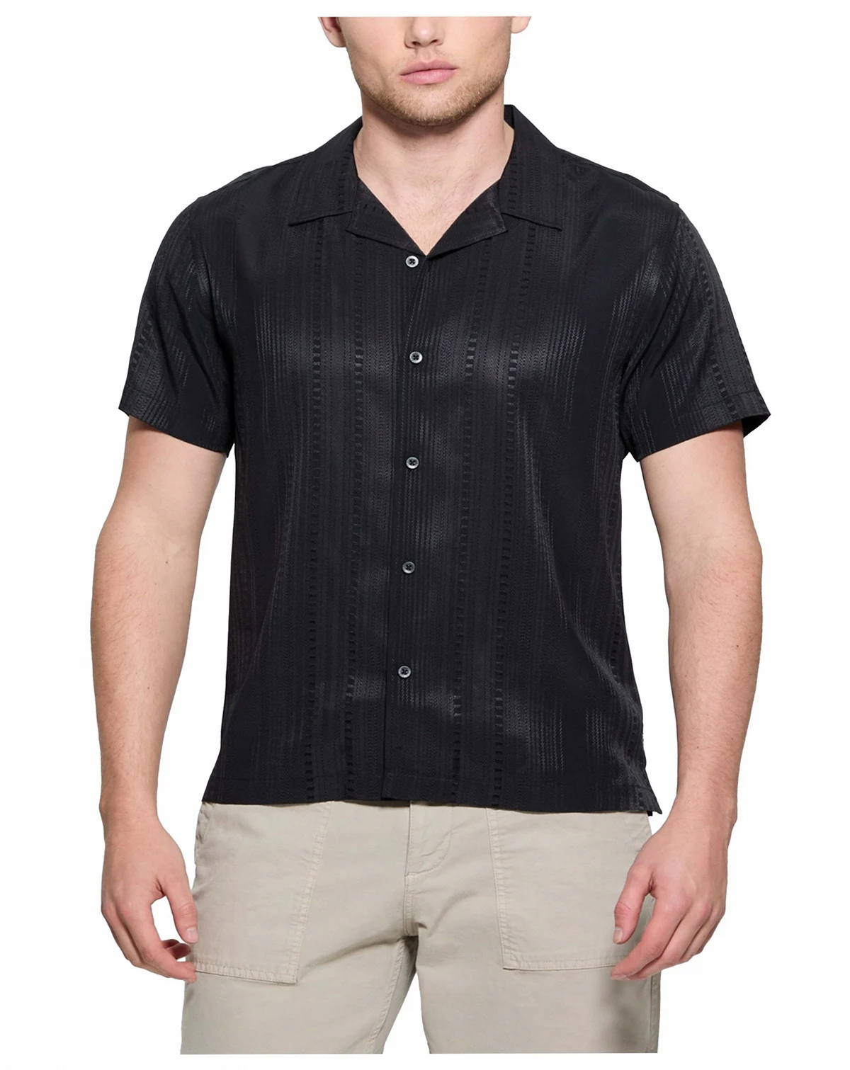 Men's Roma Textured Short Sleeve Button-Front Camp Shirt