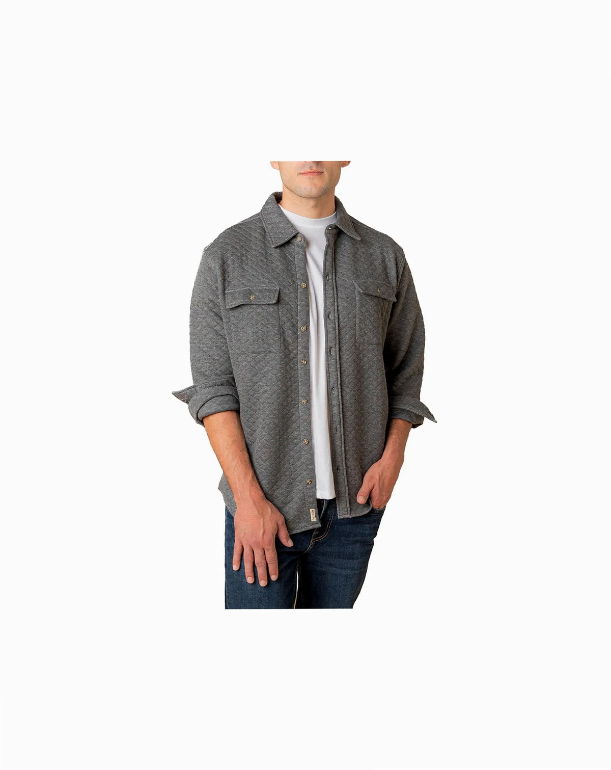 Men's Long Sleeve Quilted Shirt Jacket