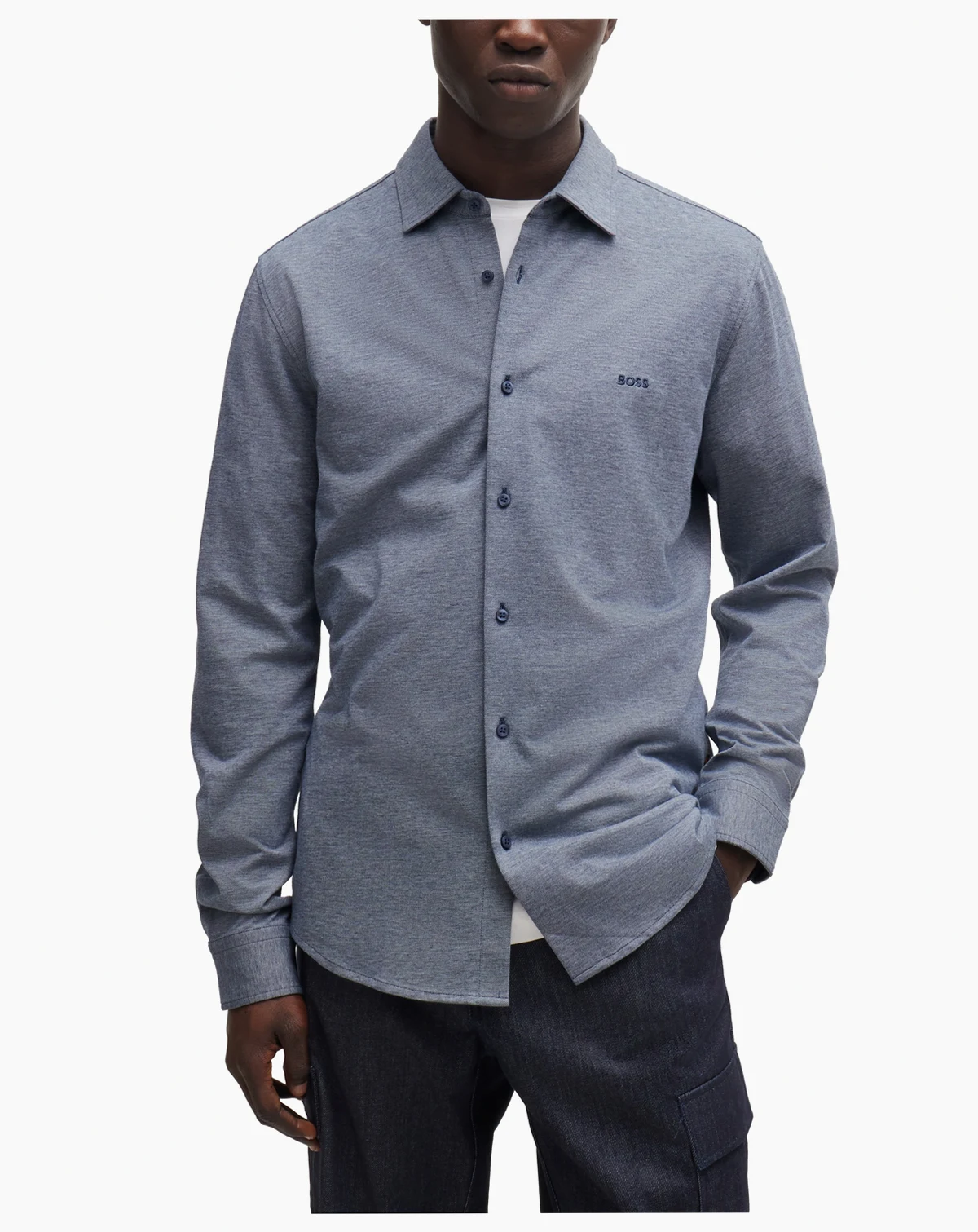 Men's Melange Slim-Fit Casual Shirt