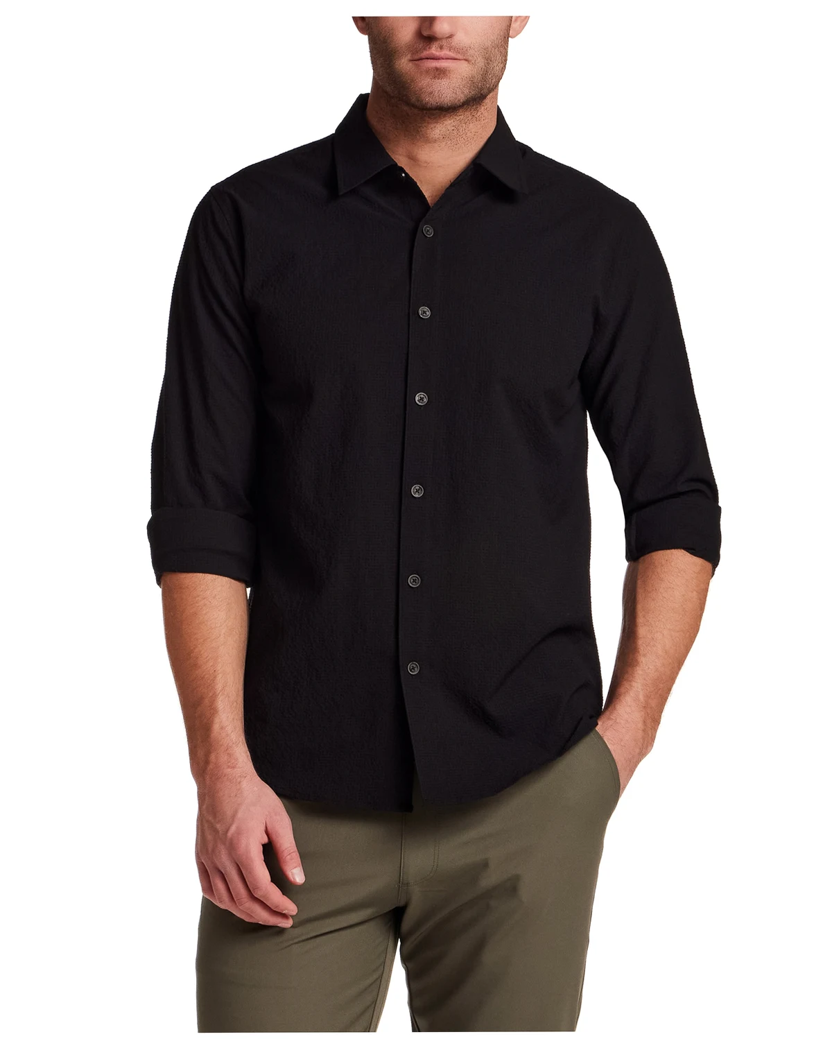 Men's Long-Sleeve Mini Seersucker Shirt