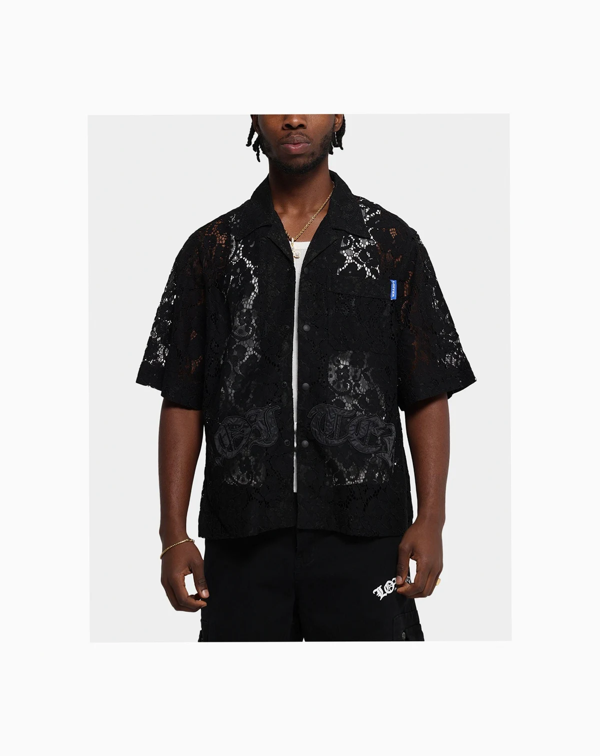 Men's Lace Button Up Shirt