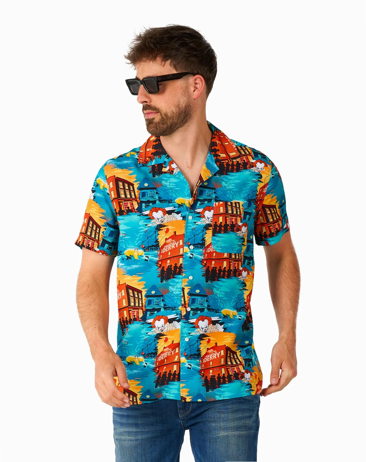 Men's Official IT Hawaii Shirt - Halloween Themed Party Shirt - Short Sleeve - Multicolor