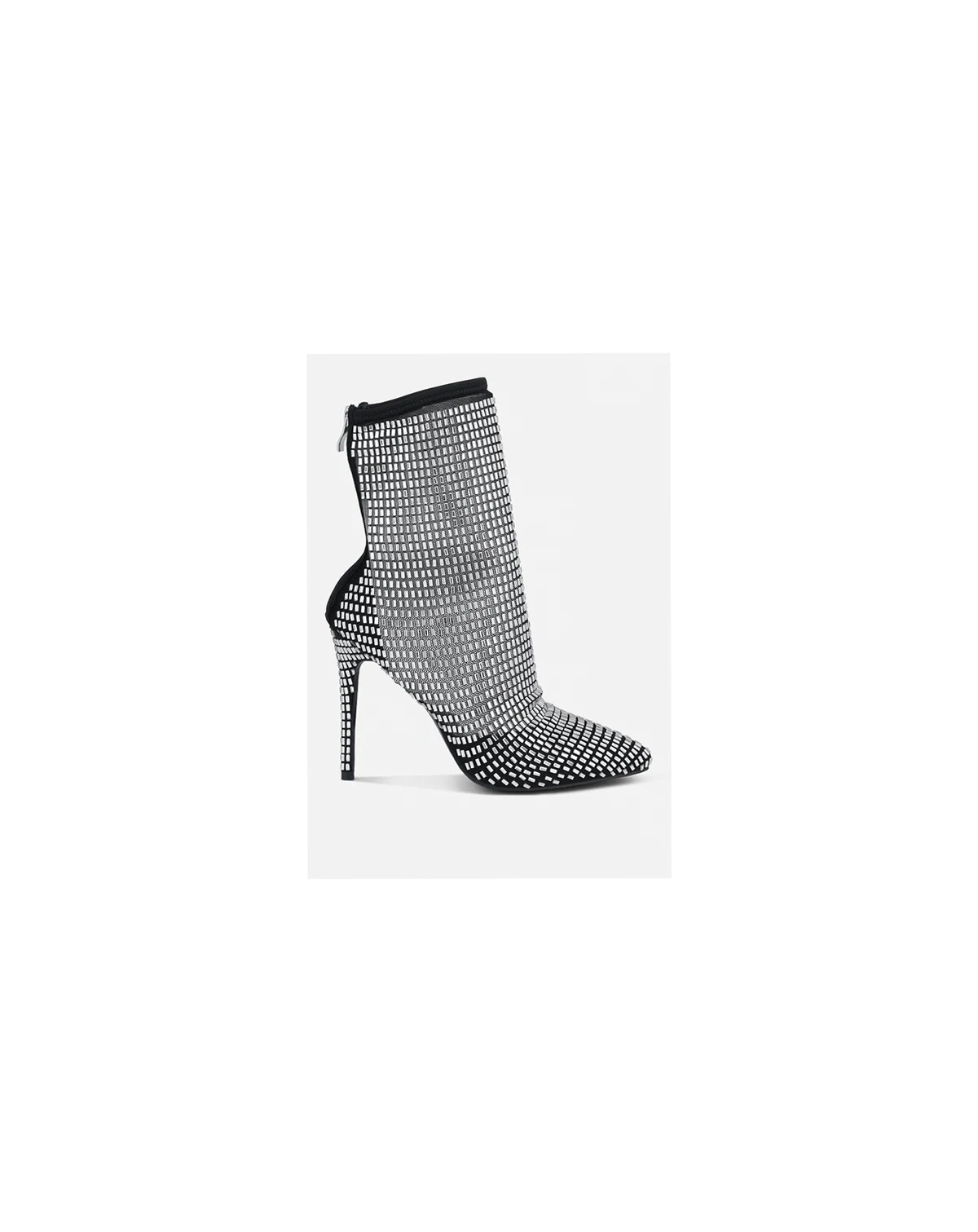 Womens Fortunate Rhinestones Embellished Mesh Boots