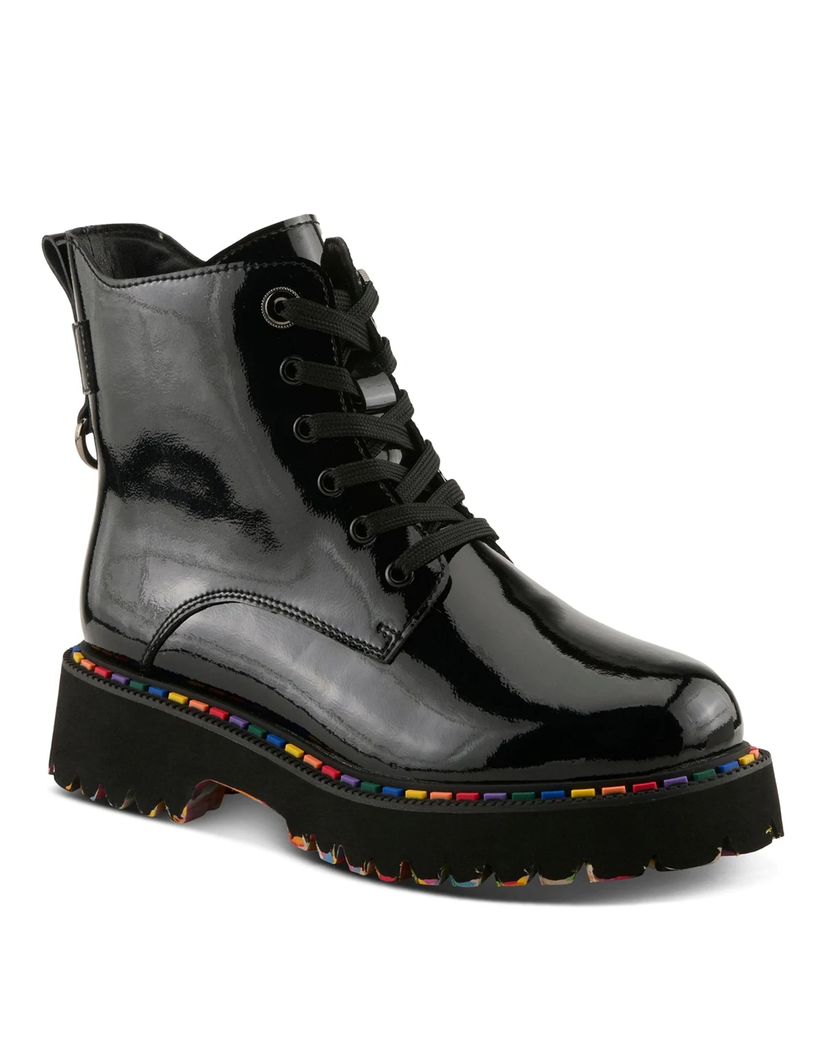 Mistique Waterproof Leather Lace-Up Rain Boot with Artistic Outsole and Side Zipper