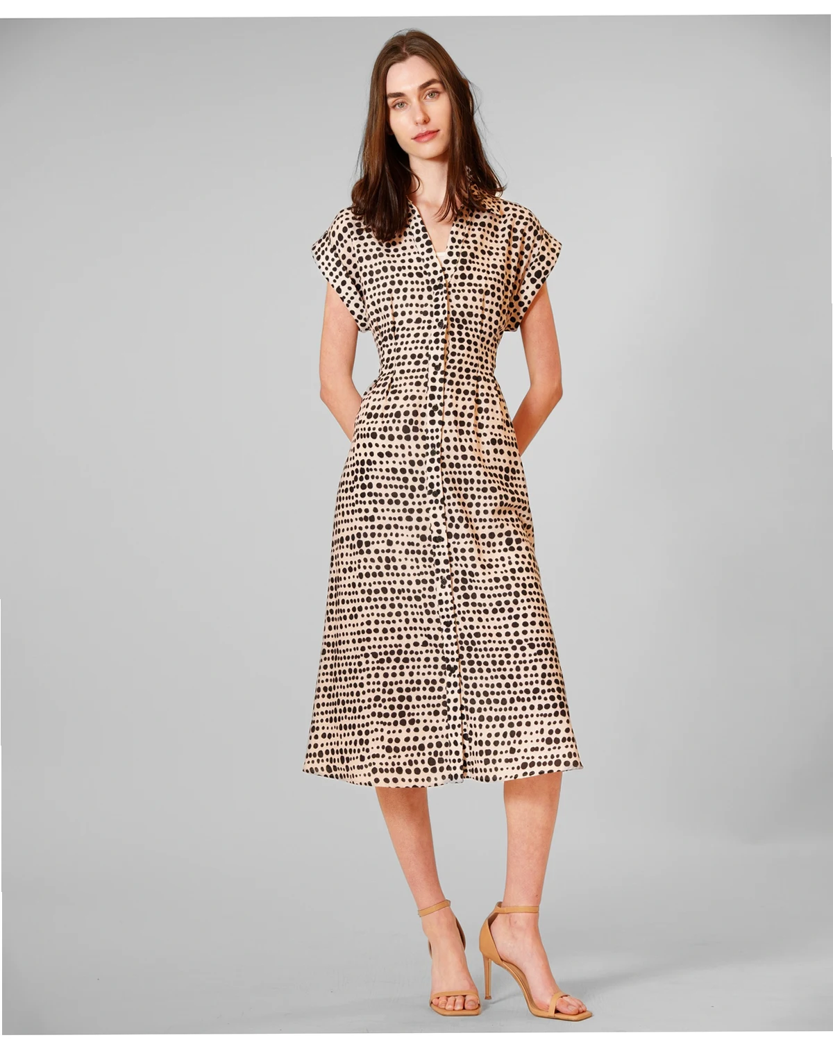 Women's Short-Sleeve V-Neck Midi Dress