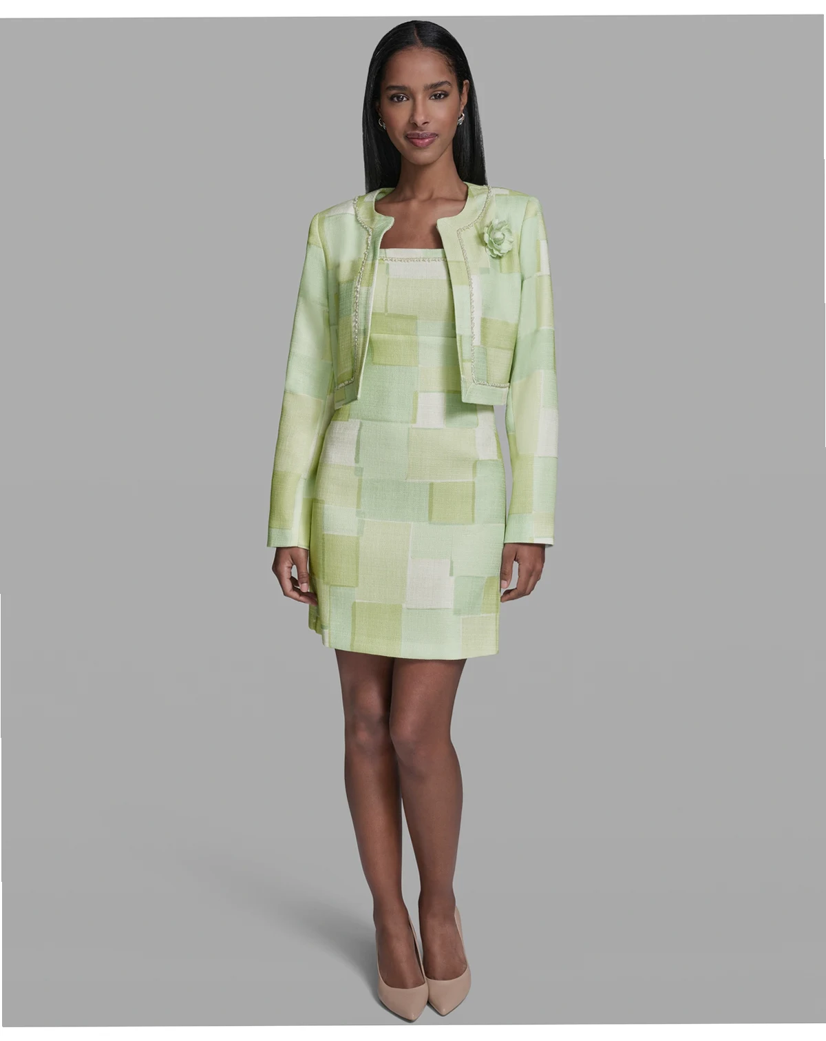 Women's Printed Open-Front Jacket Dress