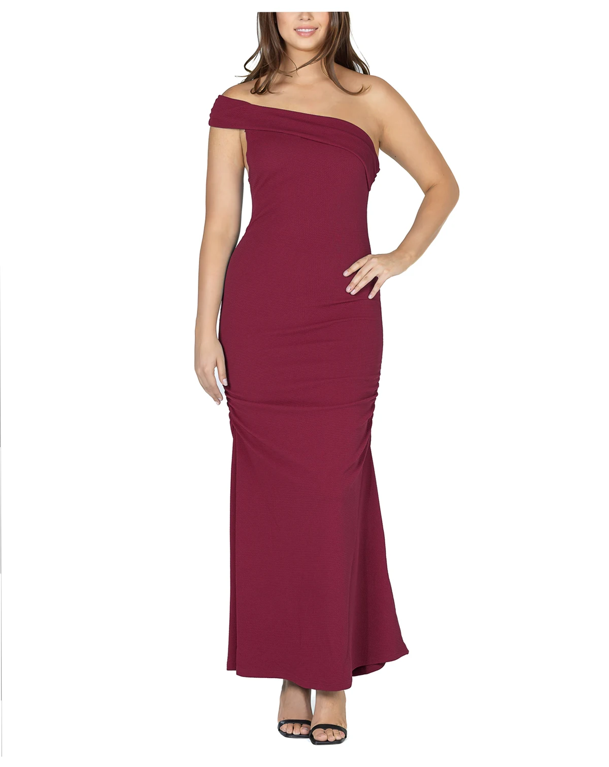 Women's Party One Shoulder Rouched Maxi Dress