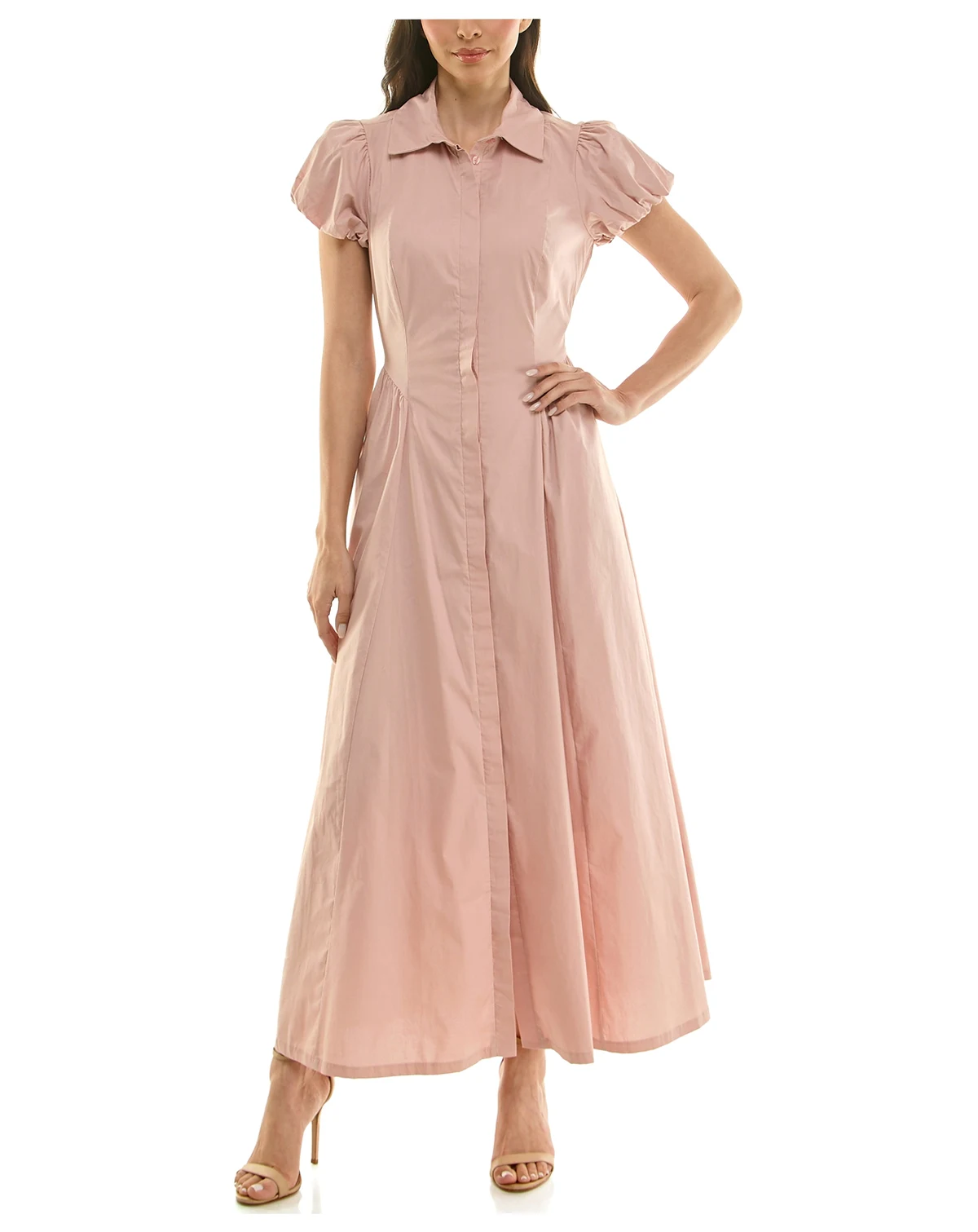 Women's Puff-Sleeve Collar Neck Shirt Dress