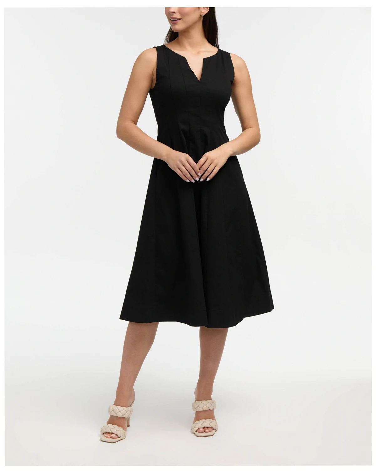 Women's Sleeveless Paneled Midi Dress