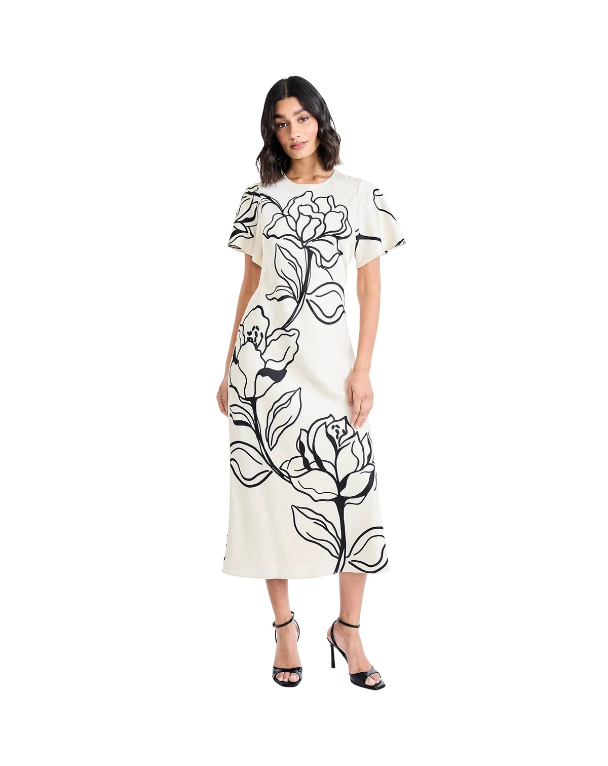 Women's Short-Sleeve Floral Printed Dress