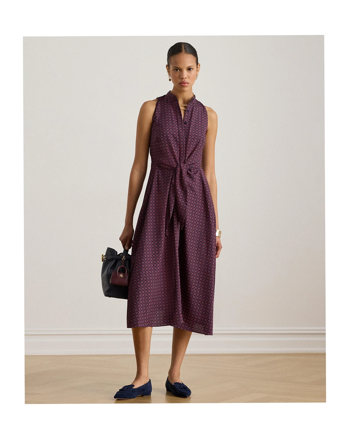 Women's Print Tie-Front Sleeveless Dress