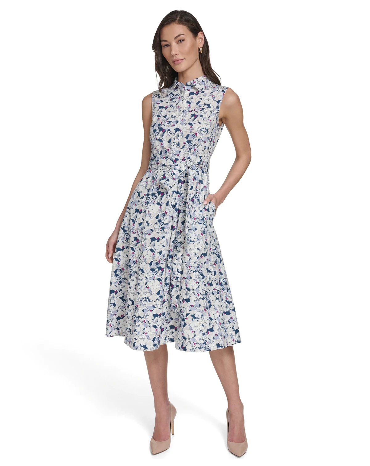 Women's Sleeveless Button Front Shirt Dress