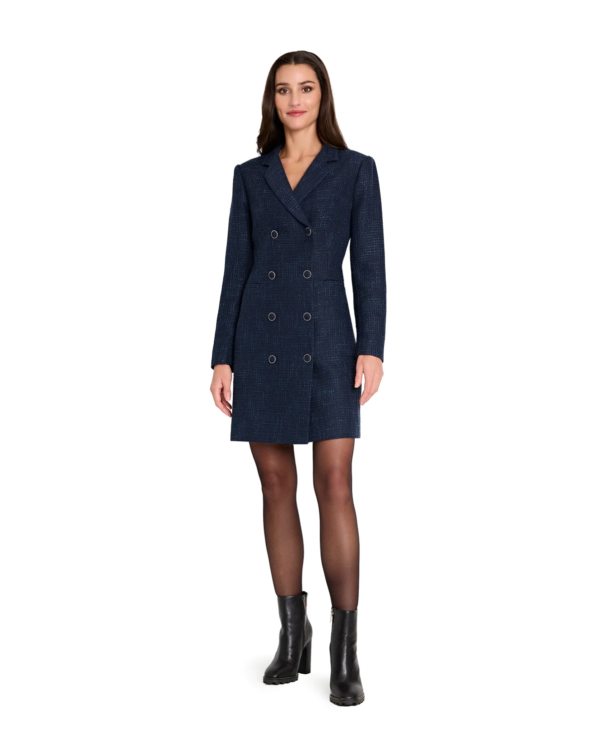 Women's Metallic Boucle Coat Dress