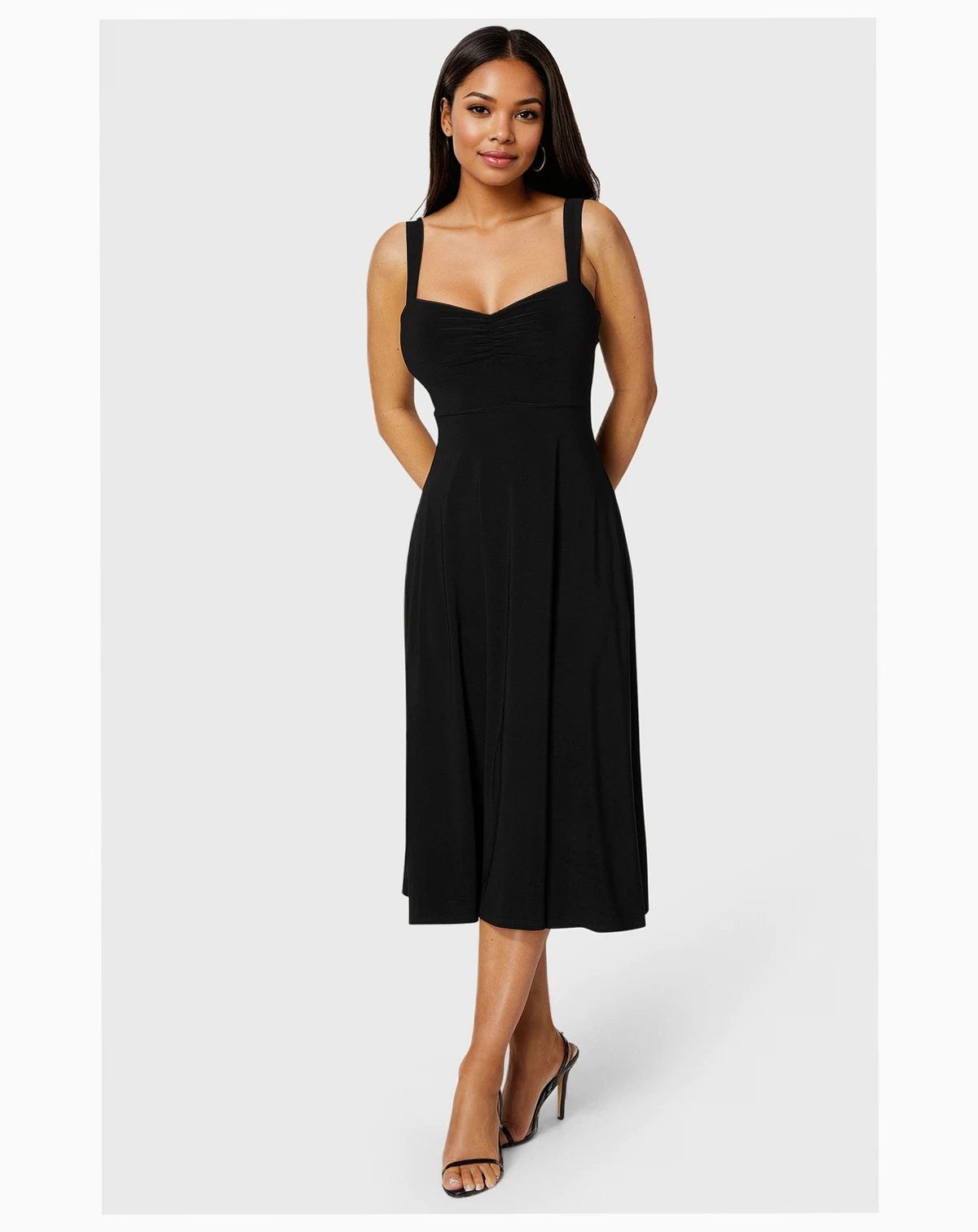 Women's Sweetheart Fit and Flare Midi Dress