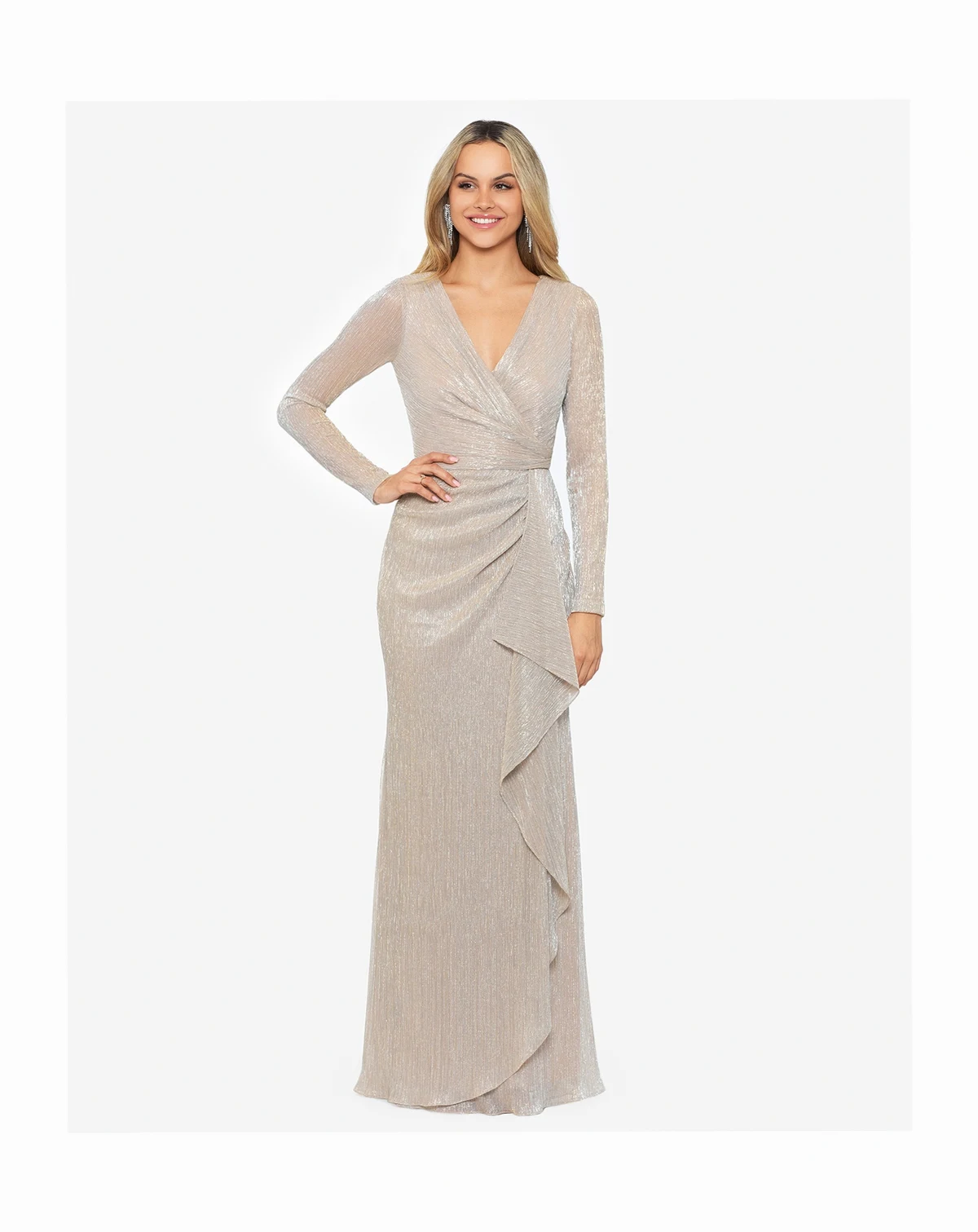 Women's Metallic Ruffled Gown