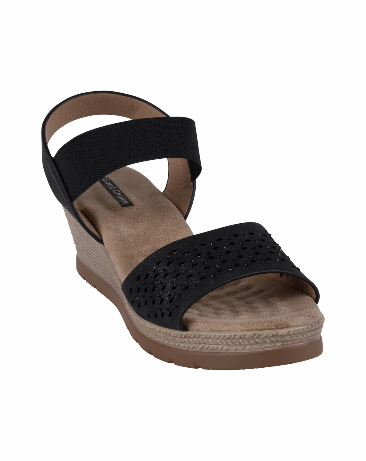 Women's Bane Embellished Elastic Double Band Wedge Sandals