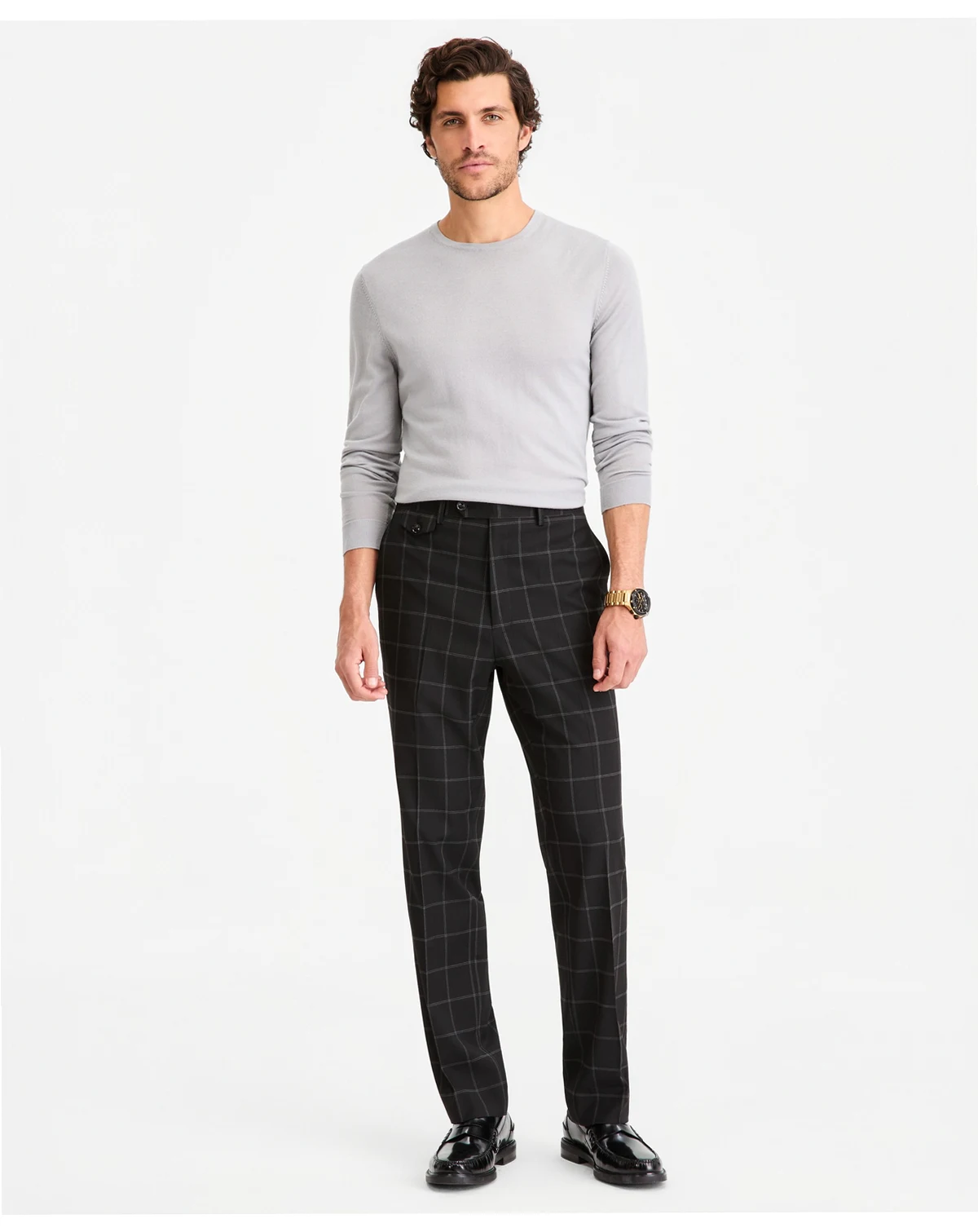 Men's Classic-Fit Windowpane Suit Separates Pants