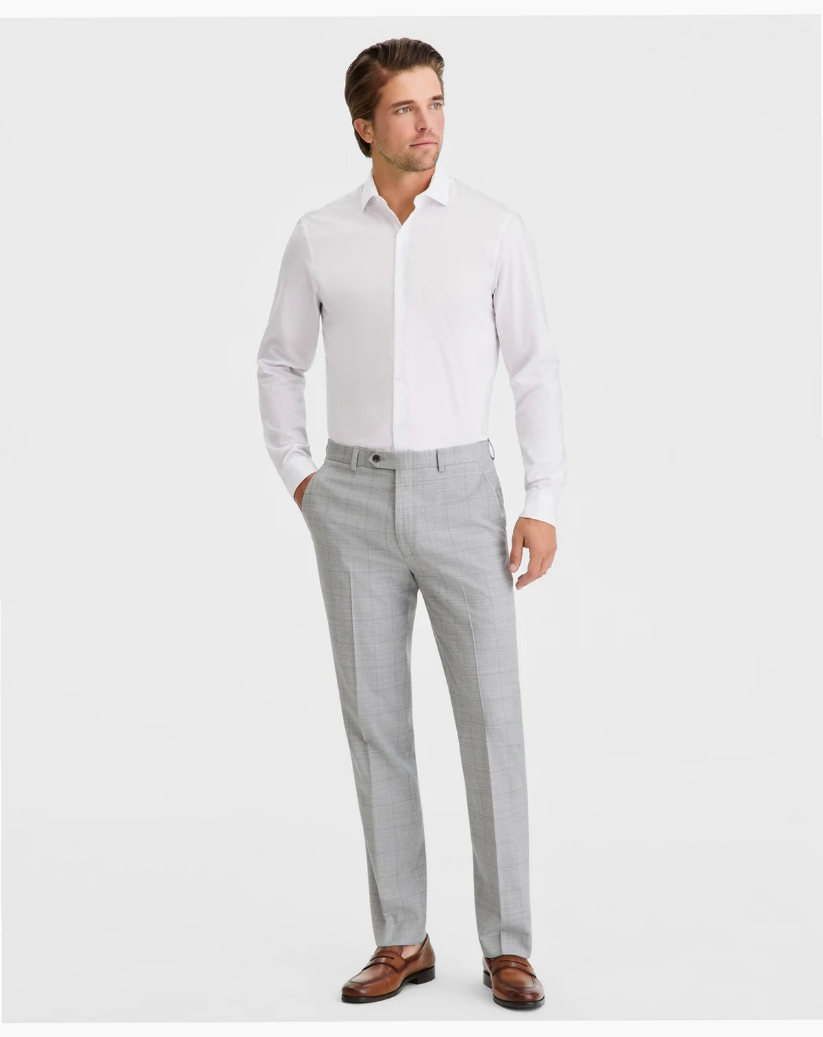 Men's Slim-Fit Windowpane Wool-Blend Suit Separates Pants