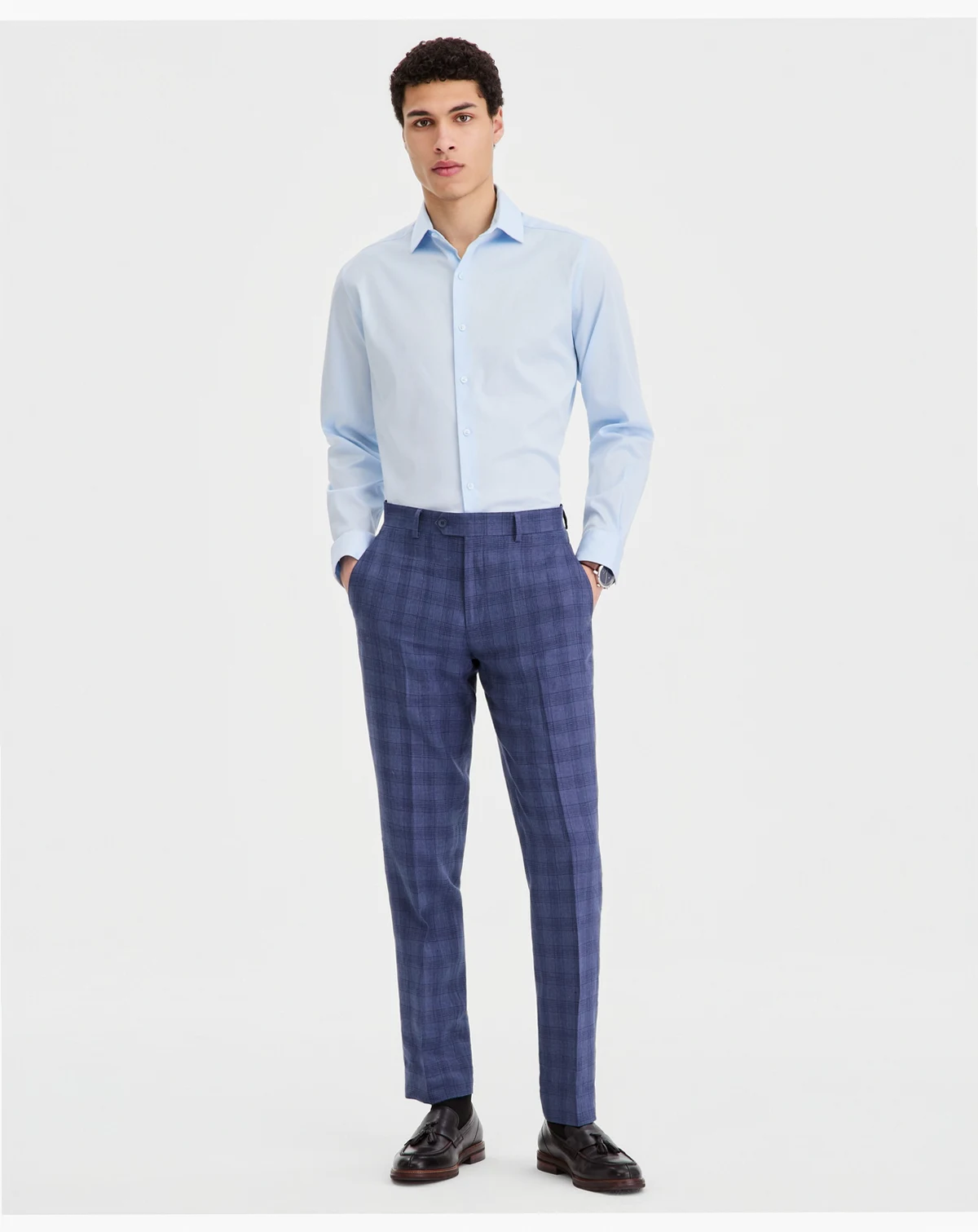 Men's Slim-Fit Plaid Linen-Blend Suit Separates Pants, Macy's Exclusive
