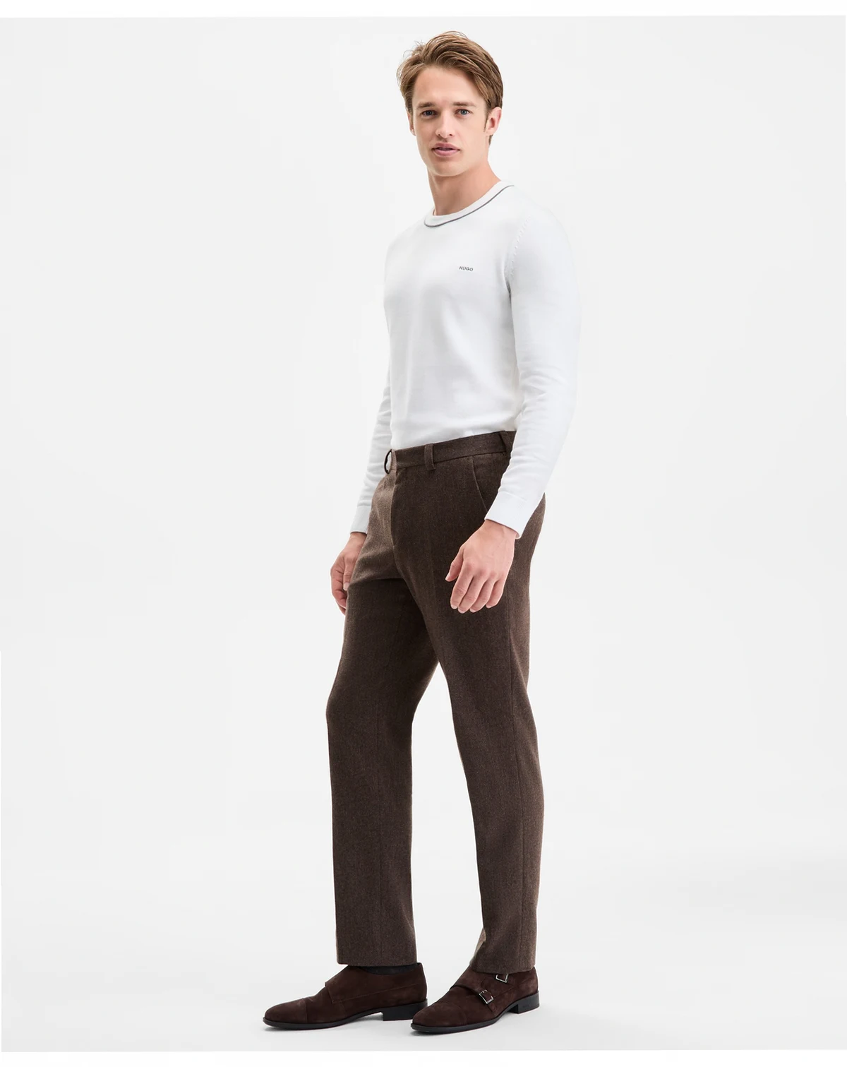 Men's Modern-Fit Herringbone Suit Pants
