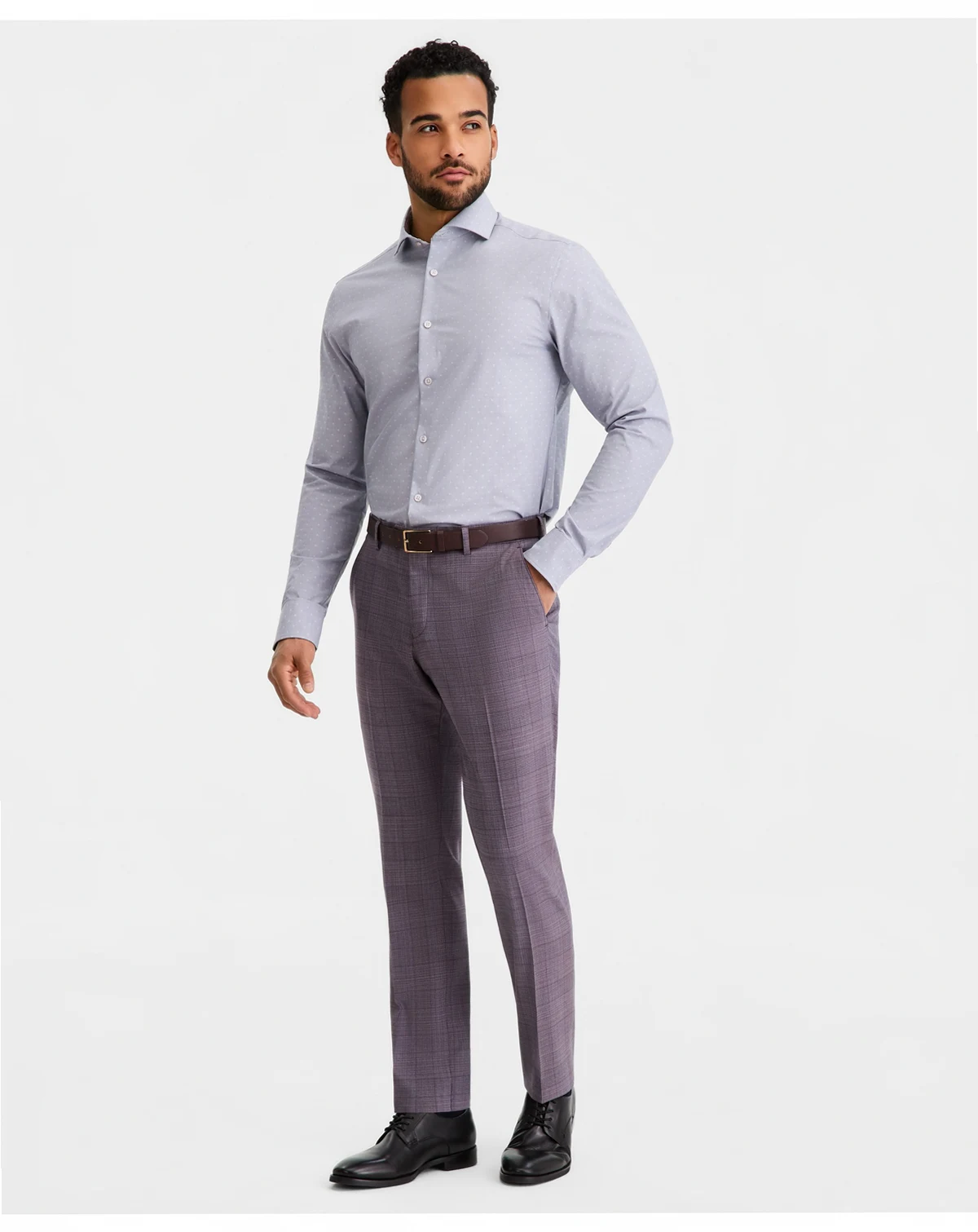 Men's Modern-Fit Plaid Suit Separate Pants