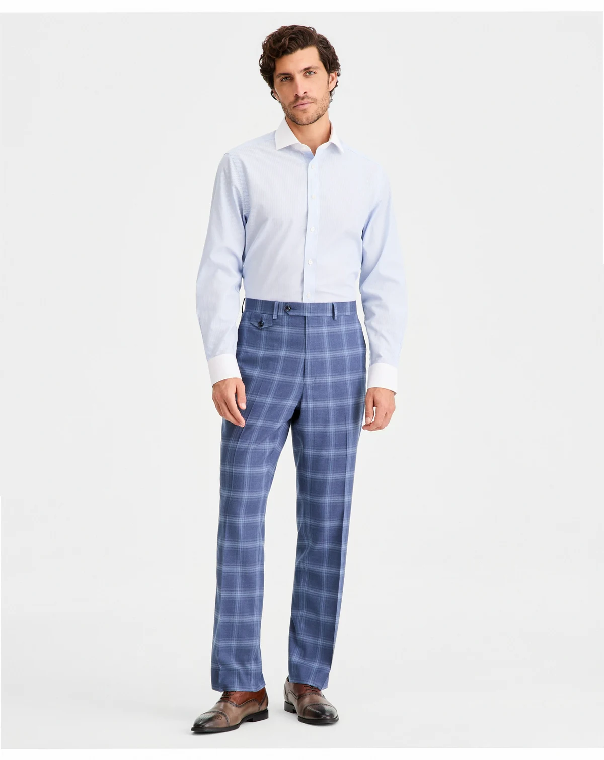 Men's Classic-Fit Navy Plaid Suit Separates Pants