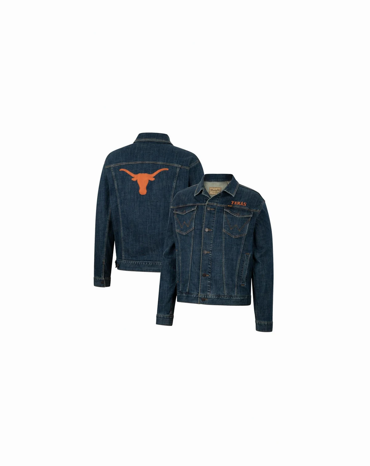 Men's x Wrangler Navy Texas Longhorns Retro Button-Up Denim Jacket