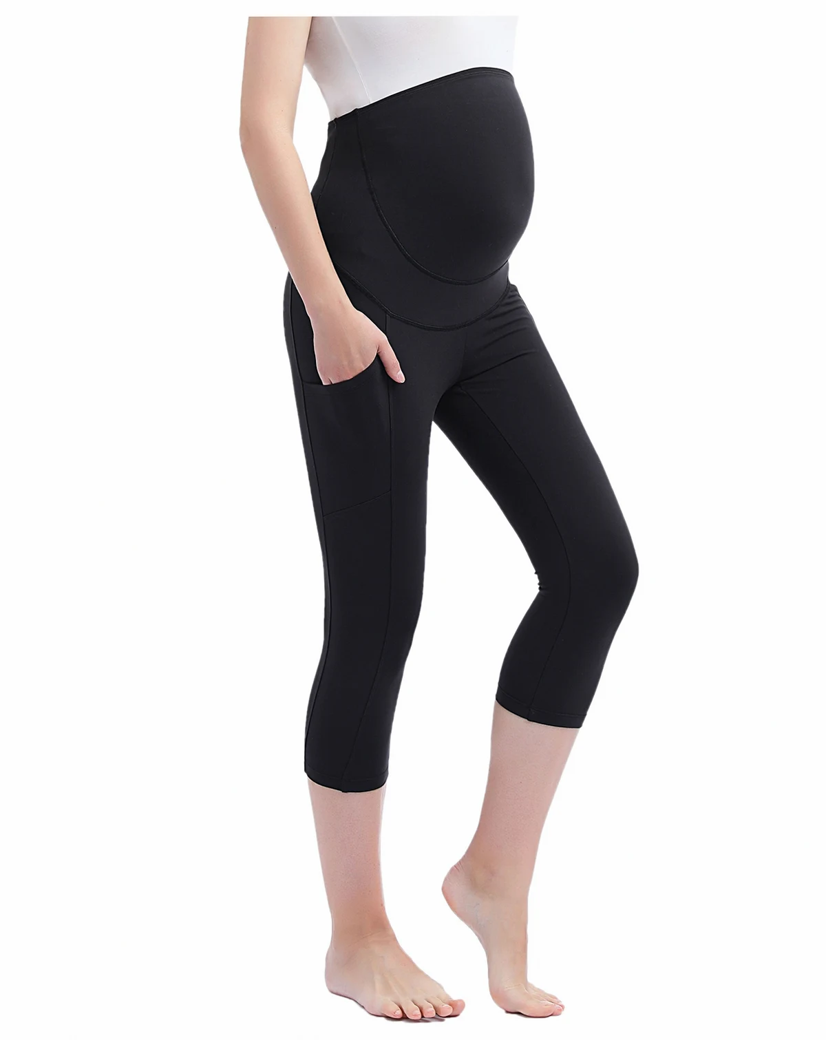 Maternity Essential Stretch Pocket Crop Leggings