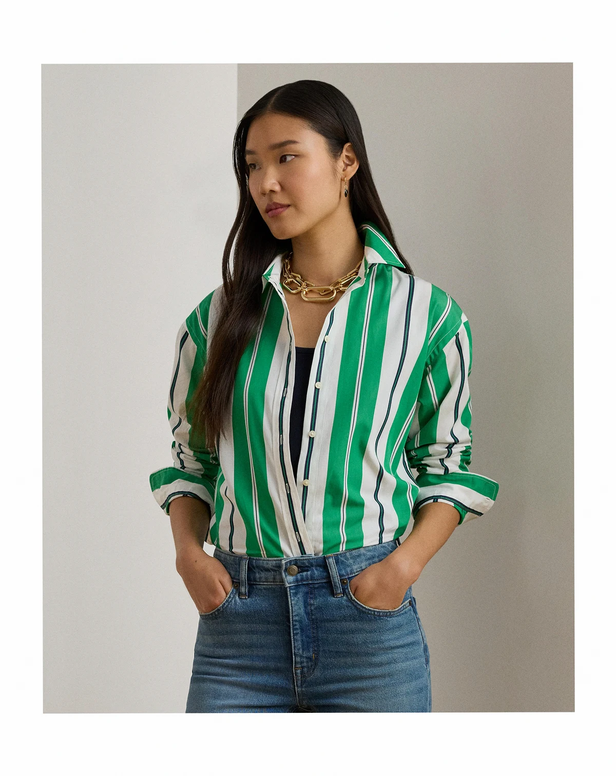 Women's Relaxed Fit Striped Broadcloth Shirt