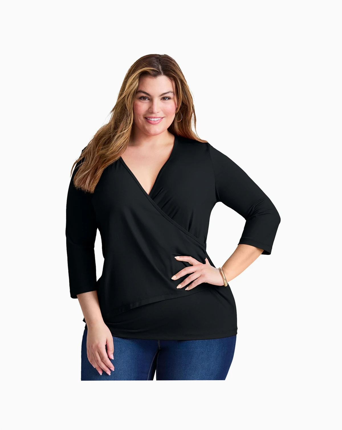 Women's Side Ruched Faux Wrap Top