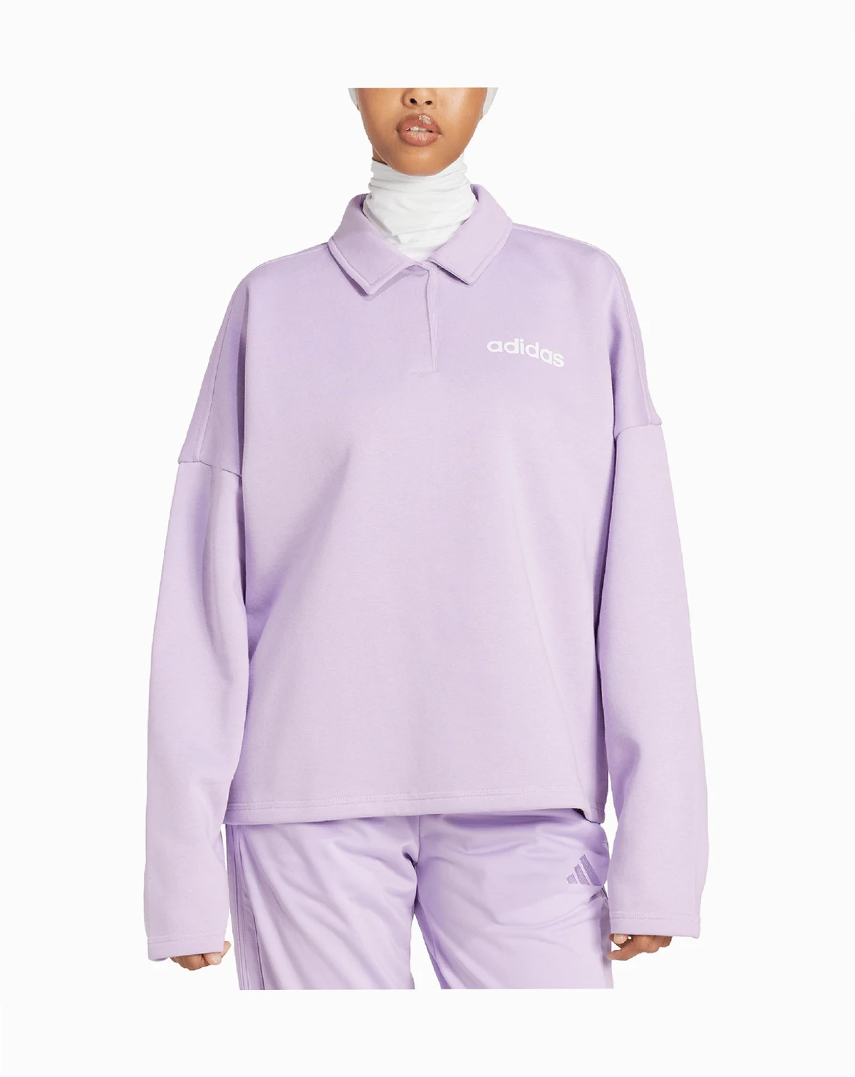 Women's Essentials Linear Fleece Polo Sweatshirt