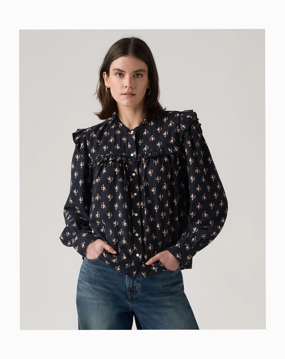 Women's Gianna Long Sleeve Ruffle Trim Blouse