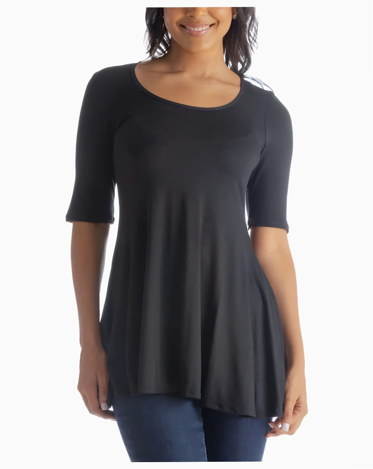 Women's Elbow Sleeve Swing Tunic Top