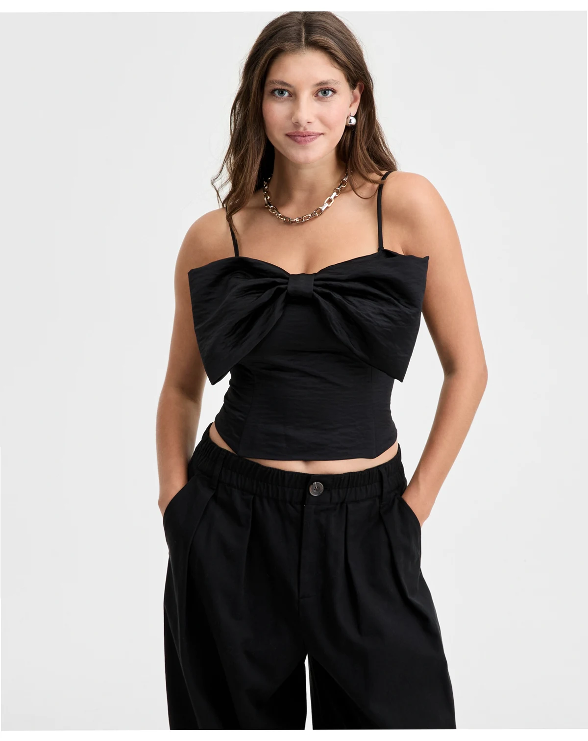 Woven Solid Bow Bandeau Top, Macy's Exclusive