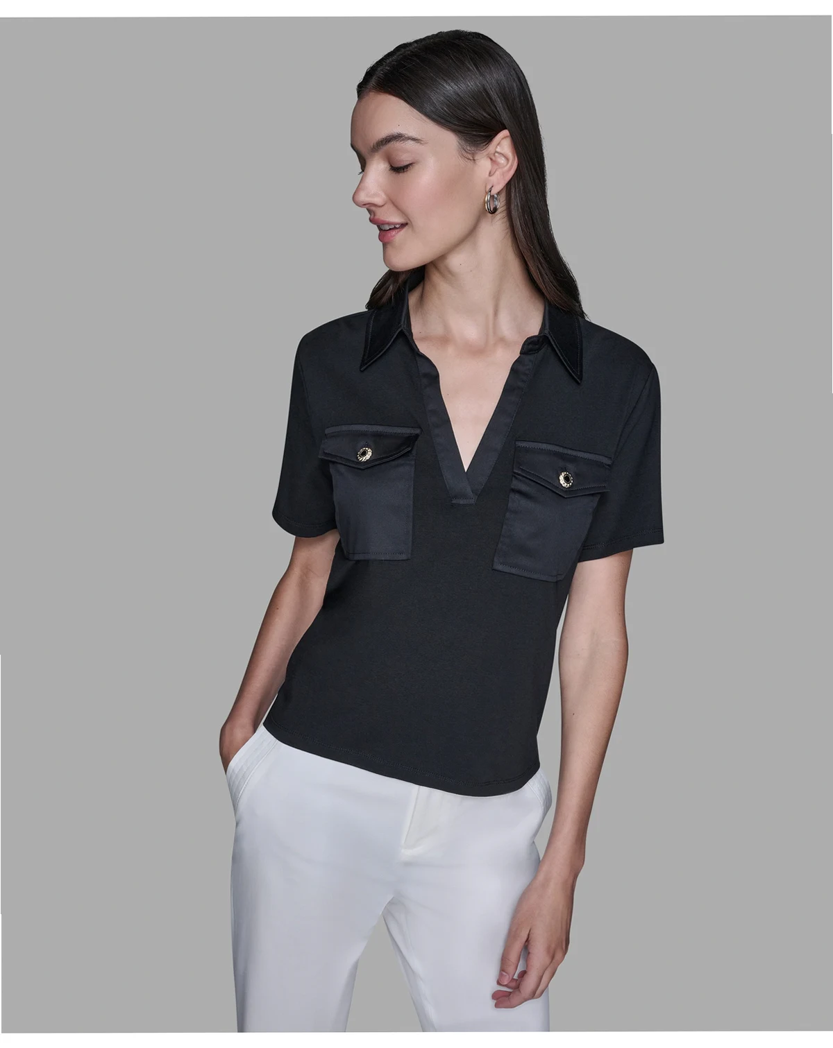 Women's Short-Sleeve Collared Polo Top
