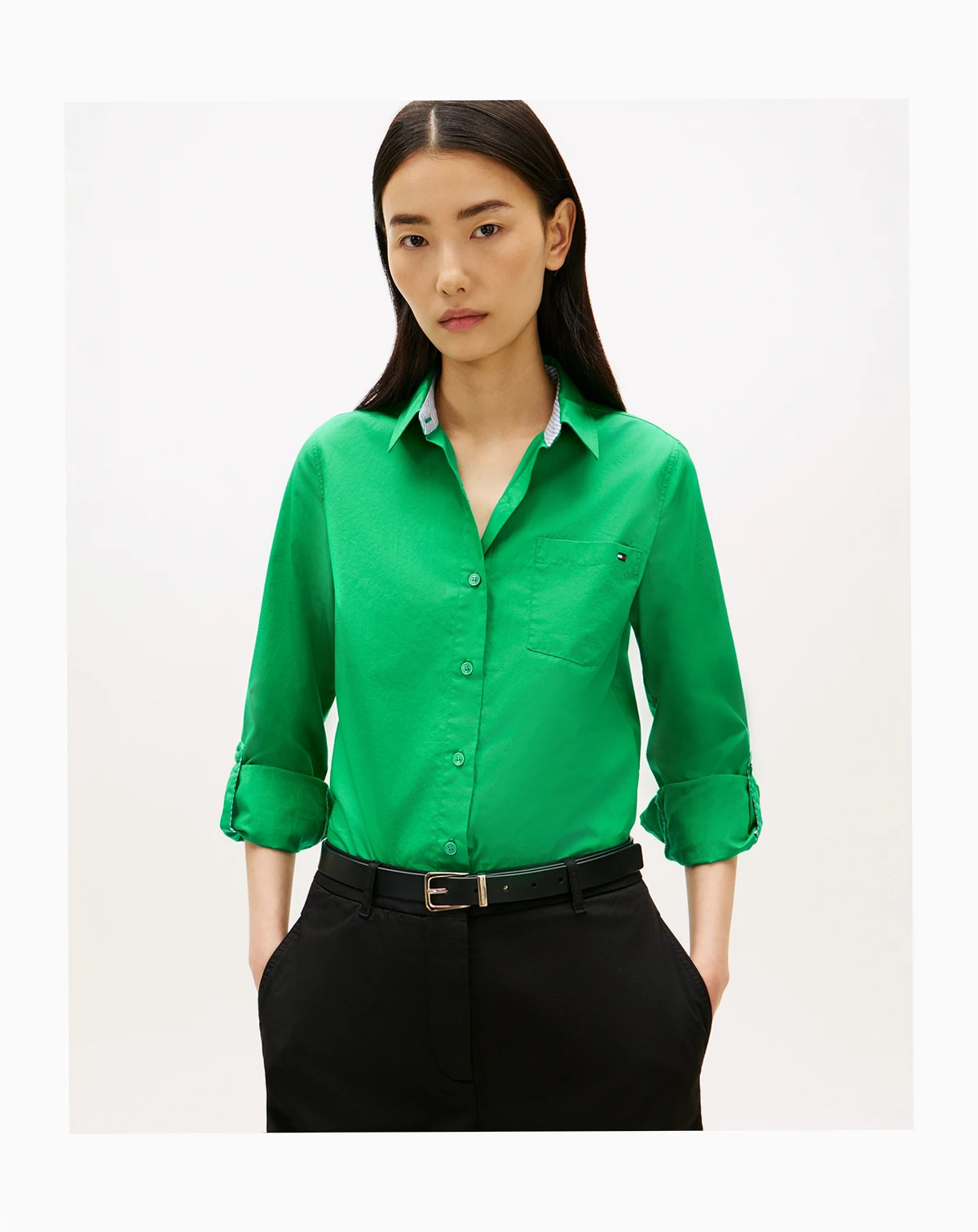 Women's Classic Poplin Roll-Tab Long-Sleeve Shirt