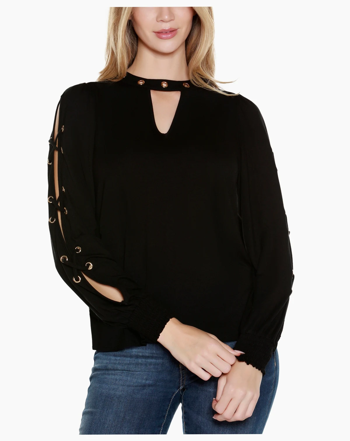 Women's Slit-Sleeve Keyhole Knit Top