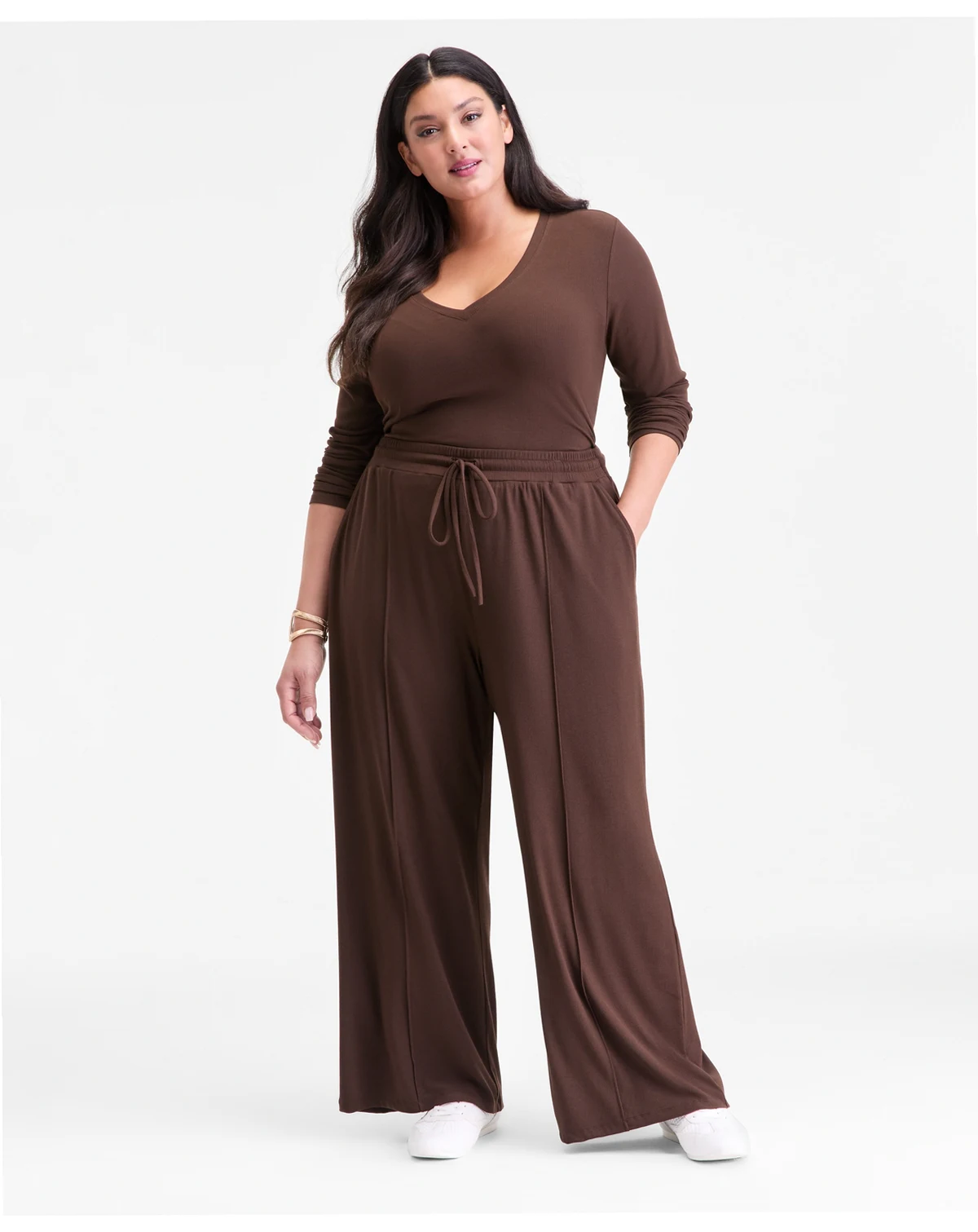 Plus Size Ribbed Wide-Leg Drawstring Pants, Macy's Exclusive