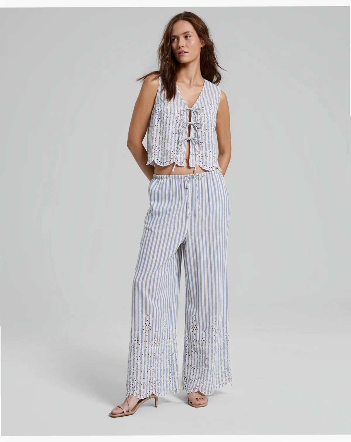 Petite Striped Eyelet Pants, Macy's Exclusive