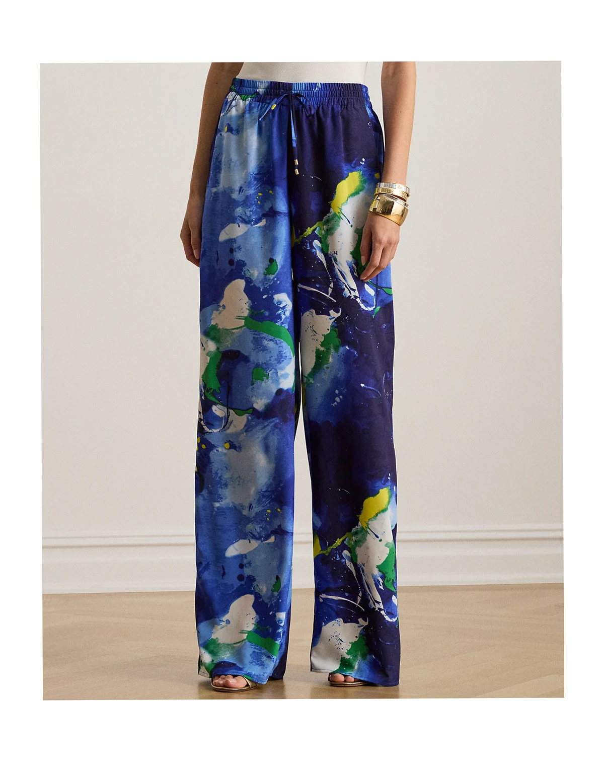 Petite Abstract Print Wide-Leg Pants