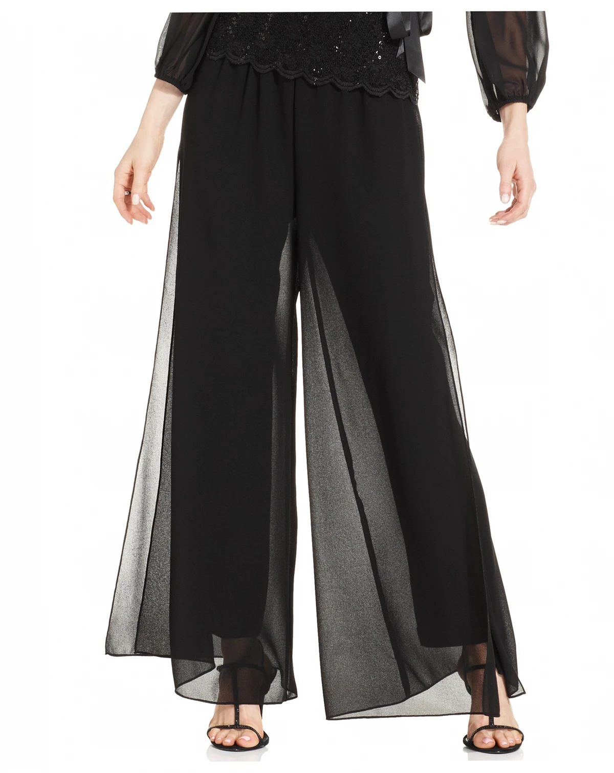 Wide-Leg Chiffon Pants