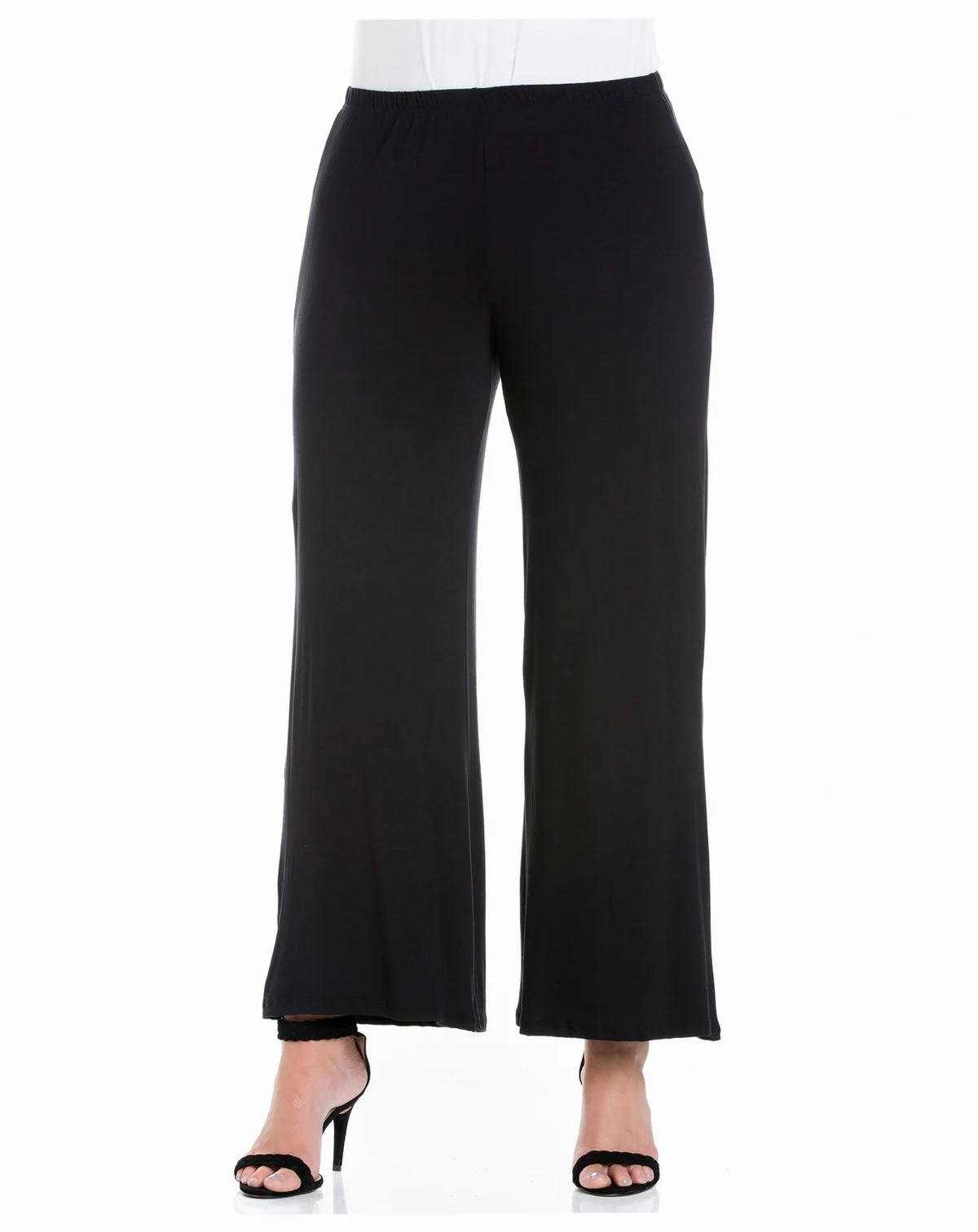 Plus Size Elastic Waist Flared Leg Palazzo Pants
